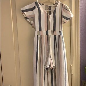 Stripe Short Sleeve Maxi-Romper